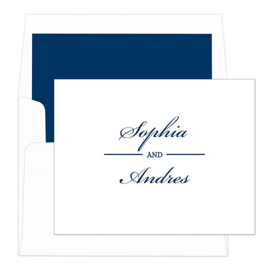 Duo Name Folded Note Cards - Raised Ink